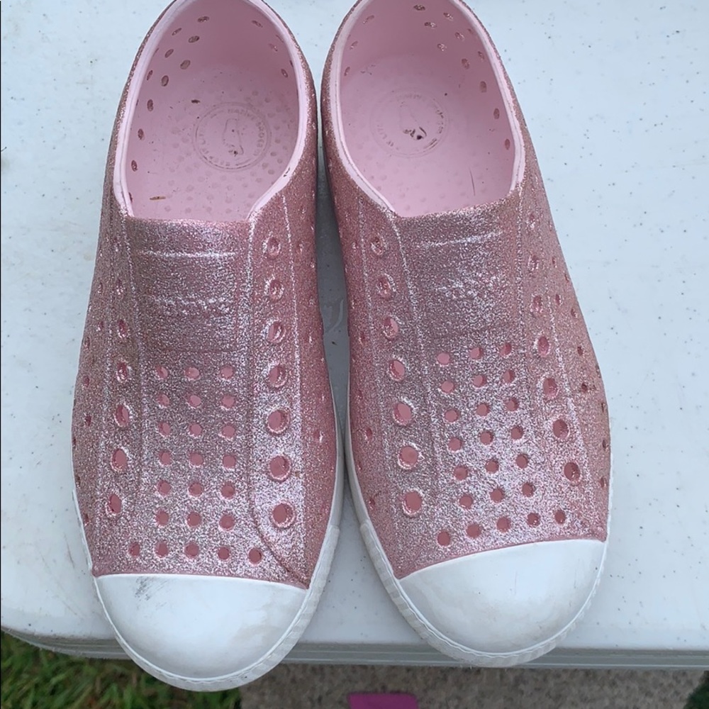 Pink sparkly Slip ons